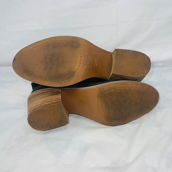 Toms Everly Faux Shearling Trim Black Block Heel Chelsea Boot Size 8.5 - Picture 9 of 12